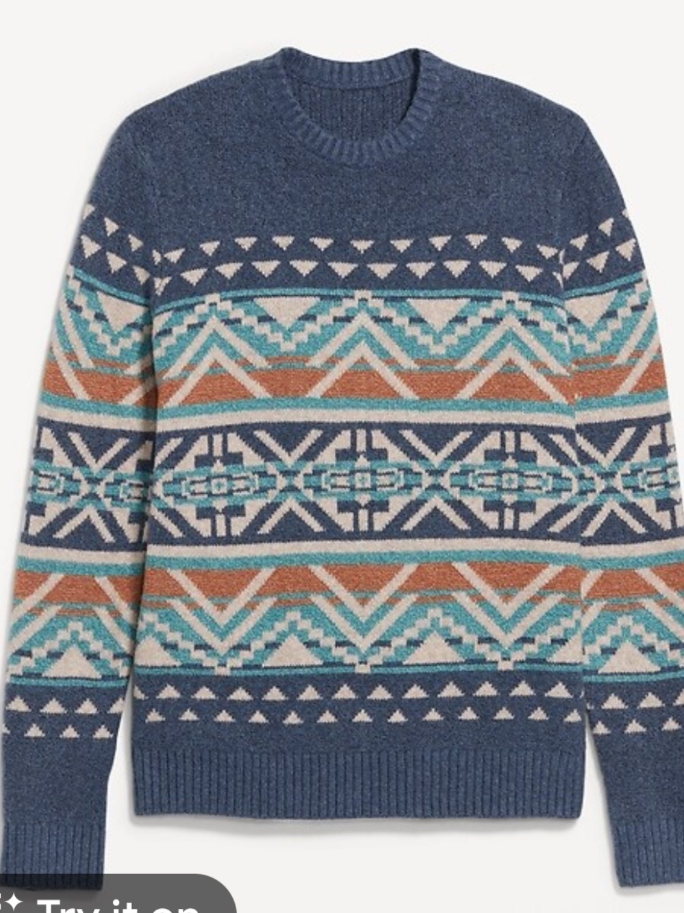 Old Navy So soft Blue Patterned Crewneck Sweater